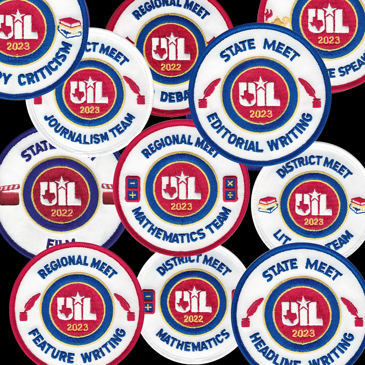 2023 and 2022 UIL Academic Patches - Events E thru M